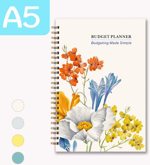 Undated Budget Planner Notebook Spiral-bound A Plastic Cover Bullet Journal Style Monthly Organization In English A5 Multicolor White