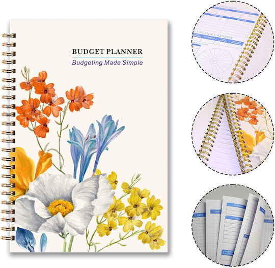 Undated Budget Planner Notebook Spiral-bound A Plastic Cover Bullet Journal Style Monthly Organization In English A5 Multicolor White