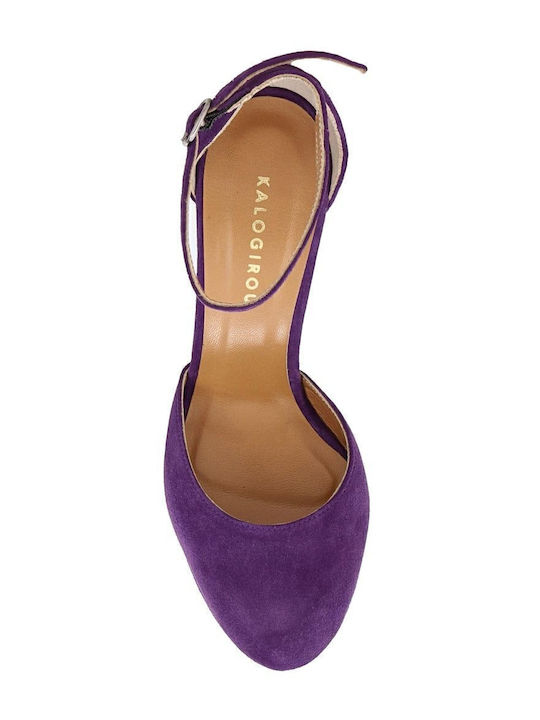 Pumps mit Riemchen & hoher Absatz Lila