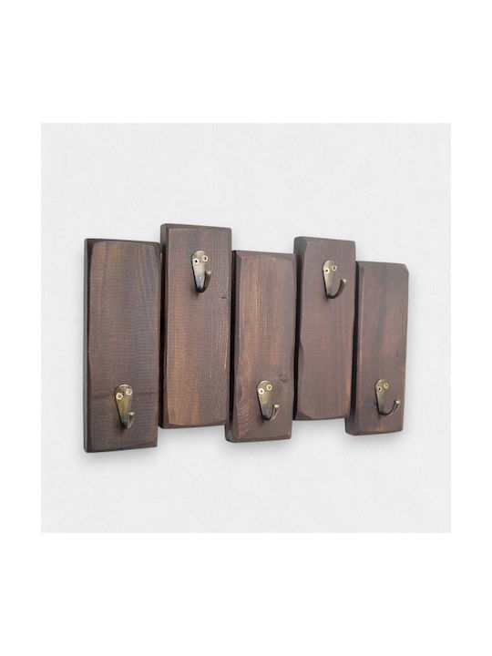 Artifact Agățătoare De Perete Din Lemn 5 Compartimente Bej KREM-1 30x4x17cm
