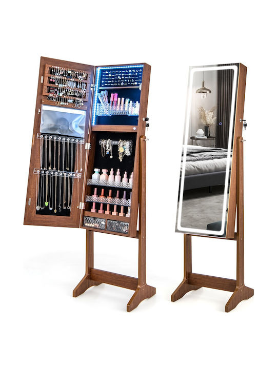 Costway Glass Jewellery Box with Drawer & Mirror White