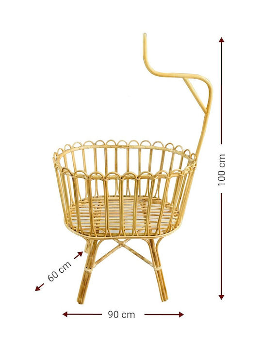 Polihome Baby Crib Weave Beige with Mattress 60x90cm