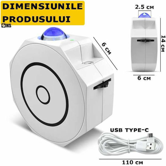 Lumini LED Lampă de proiecție pentru copii Atingere cu Proiecție de Stele Alb 15x14x6εκ.