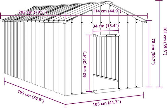 vidaXL Roof Dog House Large Metallic Outdoor Gray 114xx101cm
