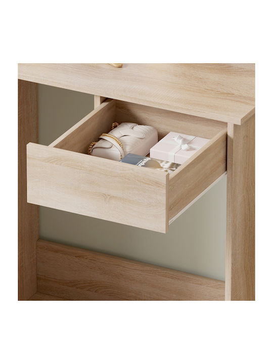 Floor-Standing Makeup Dressing Table Lauryn Wooden Sonoma with Mirror 75x40x134cm