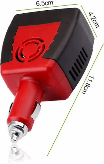 Invertor de Tensiune Auto DC 12V la AC 220V Linomag 150W Adaptor Priză UE UK SUA AU USB 2.1 Roșu Negru