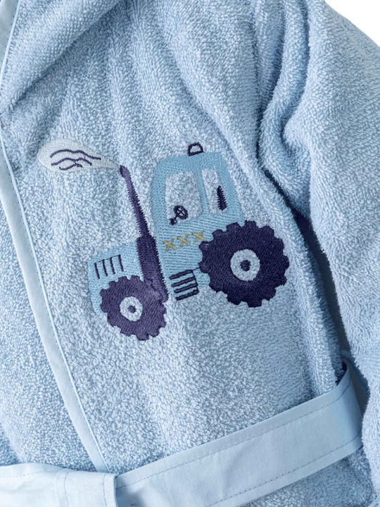 Borea Baby Bathrobe Hooded Trucky Light Blue