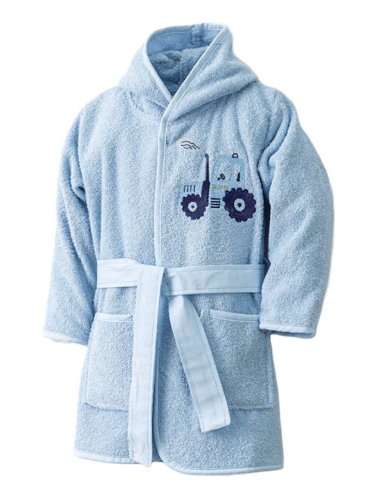 Borea Baby Bathrobe Hooded Trucky Light Blue