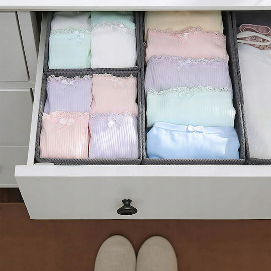 Fabric Storage Case for Underwear / Socks / Clothes in Gray Color 6pcs