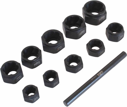 Satra Căpăcei Hexagonali cu Patrat de Prindere 1/2" Set 11buc