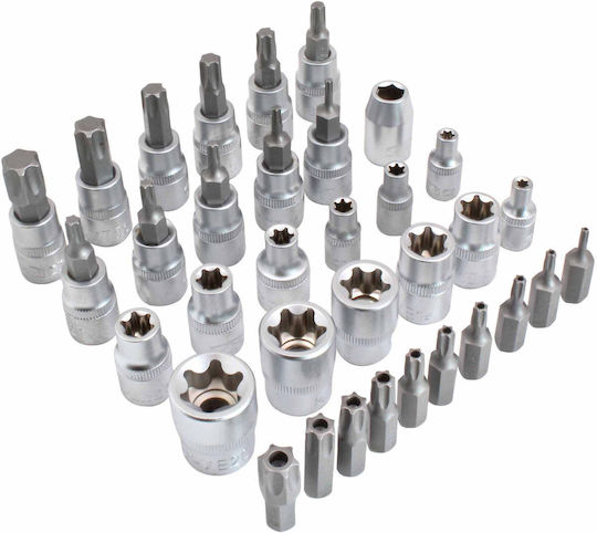 Set of 3/8" Socket Wrenches Torx Profile Male Female T10-T60 E4-E20 34 Pieces