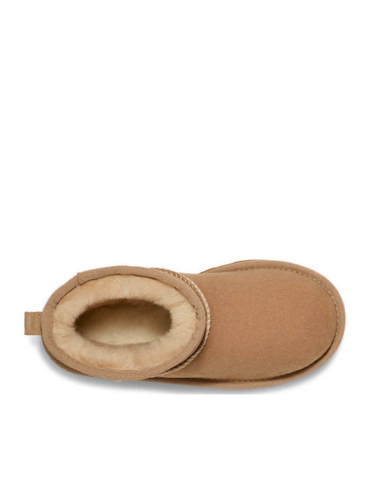 Classic Mini Ii Suede Παιδικά Μποτάκια Μπεζ