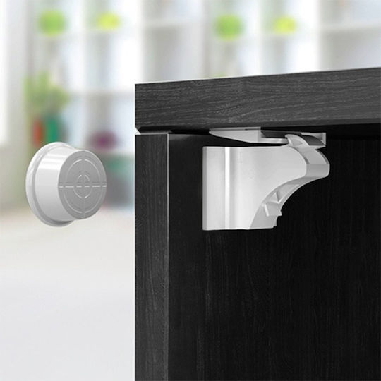 Babyono Cabinet & Drawer Lock made of Plastic in White Color 18.5εκ. 4pcs