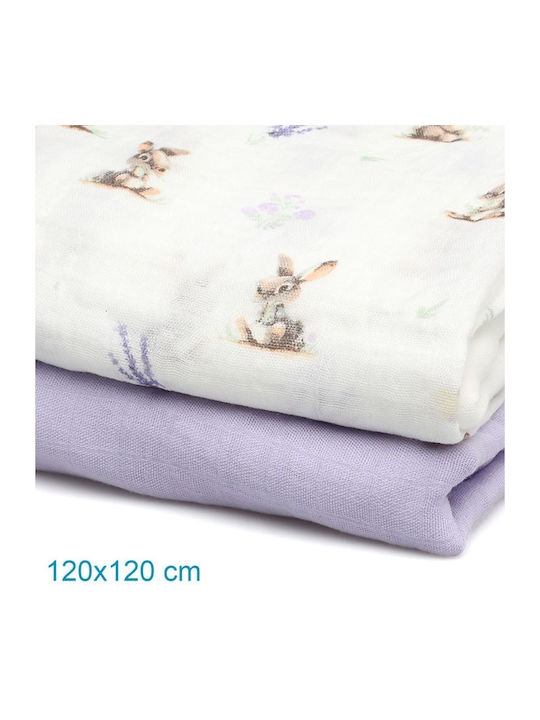 Kiokids Πάνες Αγκαλιάς από Μουσελίνα Πολύχρωμο 120x120εκ. 2τμχ