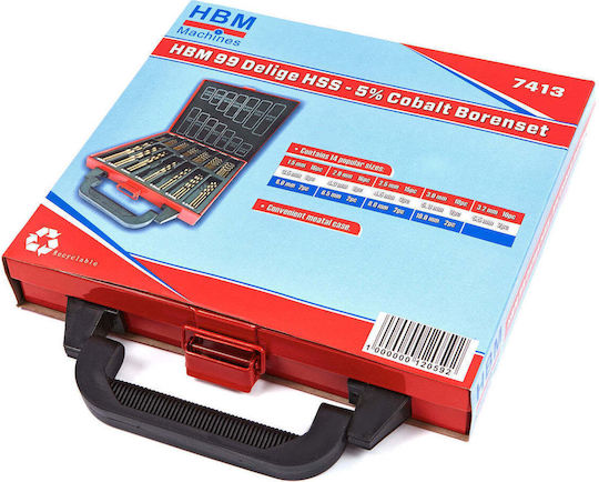 Cobalt Drill Bit Set 5% HSS 99 Pcs HBM