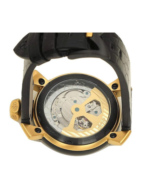 Gaga Milano Men's Watch 45mm Battery with Black Leather Strap