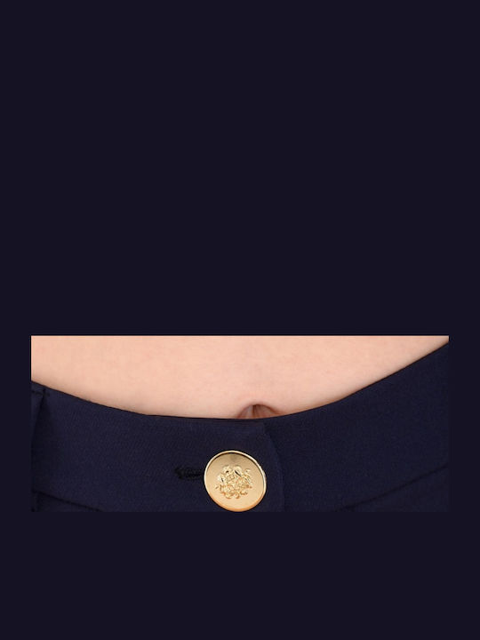 Dama Talie înaltă Tesatura Pantaloni cu Elastic cu Croială Relaxată Albastru închis