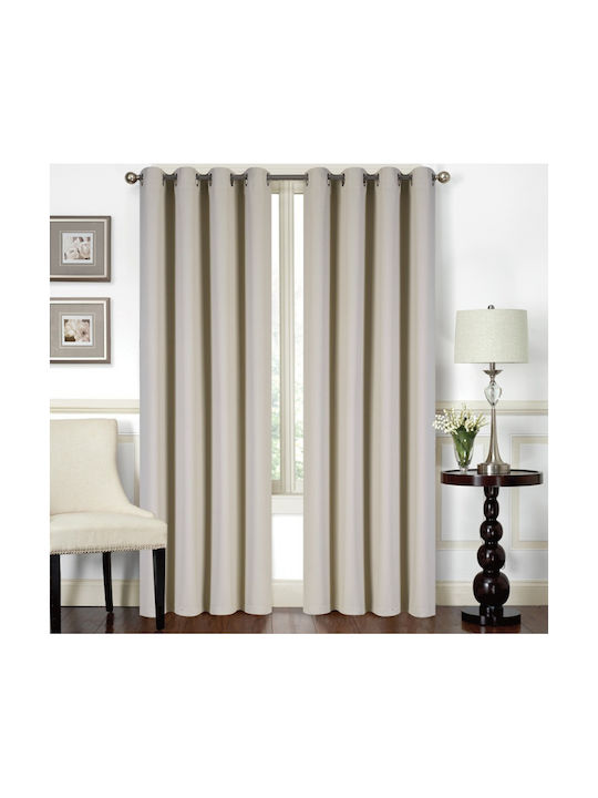 Import Hellas Blackout Curtain with Grommets Ecru-Beige 140x270cm