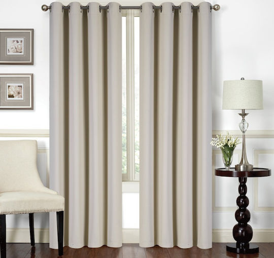 Import Hellas Perdea Opacitate Cu Capse Ecru-Bej 140x270cm