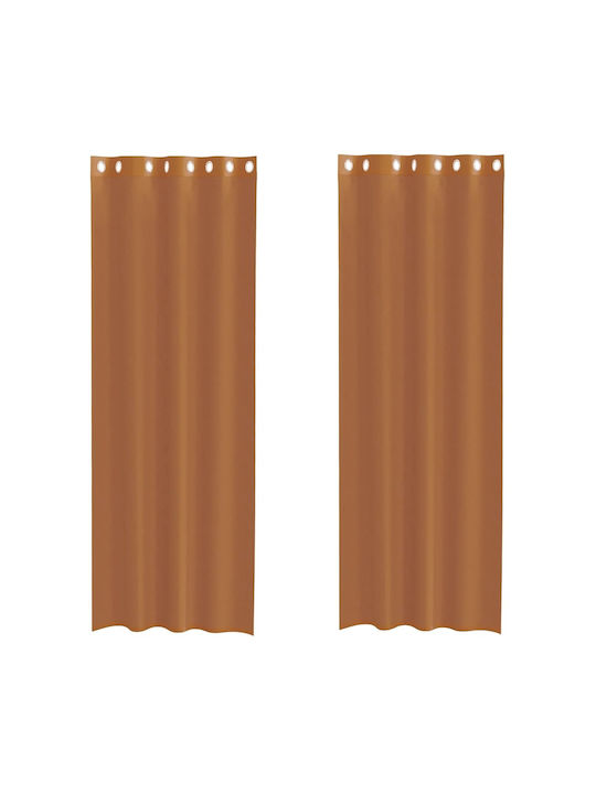 vidaXL Orange Window Curtain Set with Grommets 140x260cm