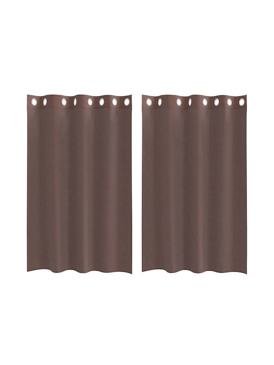 vidaXL Set Perdele Fereastră Cu Capse Maro 140x175cm