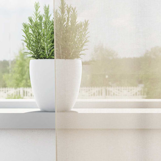 vidaXL Σετ Κουρτίνες με Τρουκς Voile Μπεζ 140x260εκ.