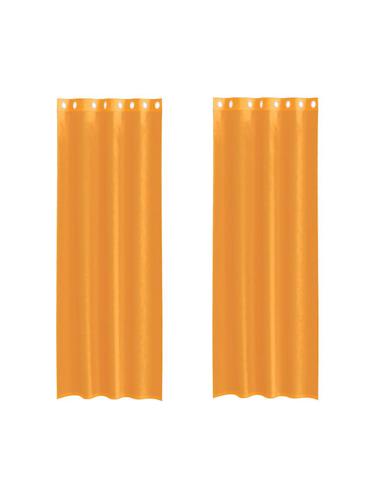 vidaXL Set Perdele Cu Capse Portocalii 140x260cm
