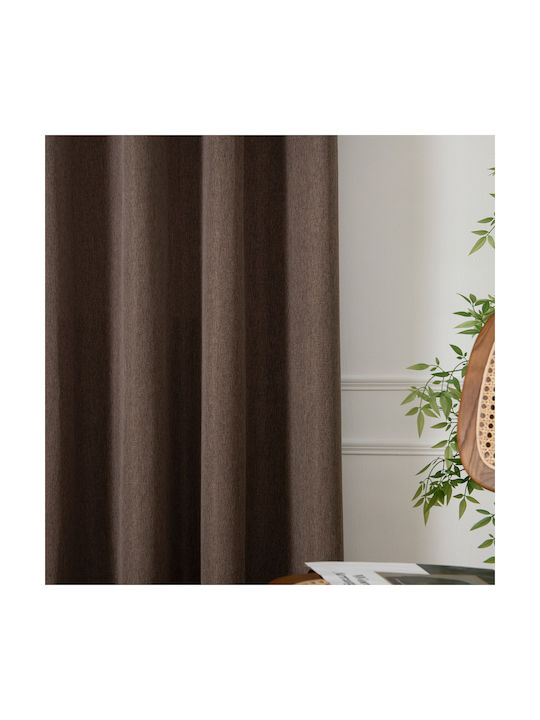Beauty Home Κουρτίνα με Τρουκς Καφέ 140x270εκ.