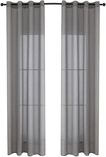 Beauty Home Κουρτίνα με Τρουκς Sharp Art 8448 Γκρι 140x270εκ.