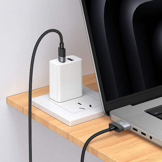 Hoco Cablu Magnetic Braided USB 2.0 USB-C Tată - Magsafe 3 140W PD Negru 1.8m