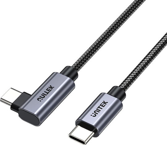 Unitek Angle (90°) USB 2.0 Cable USB-C Male - USB-C 100W PD Black 3m C14123BK-3M