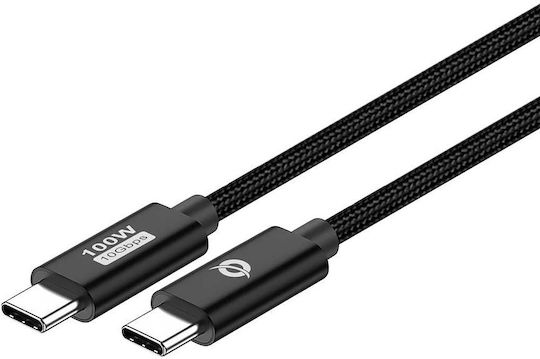 Conceptronic Braided USB 2.0 Cable USB-C male - USB-C female 100W PD Χρυσό 0.25m 10Gbps