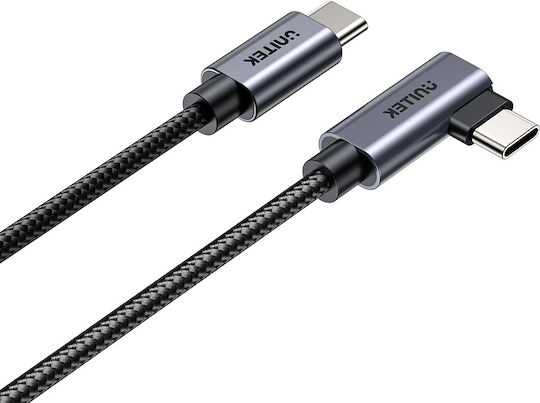 Unitek Angle (90°) USB 2.0 Cable USB-C male - USB-C 100W Μαύρο 2m C14123BK-2M