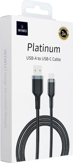 Wiwu Wi-C019 Braided USB 2.0 Cable USB-C Male - USB-A PD Black 1.2m