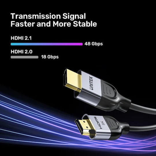 Unitek HDMI 2.1 Ultra High Speed 48Gbps 4K 120Hz HDR VRR Cable HDMI Male - HDMI Male Length 1.5m Black