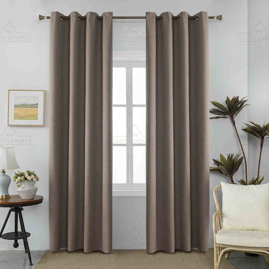 My Home Luxury Grommet Brown Curtains 140x265cm