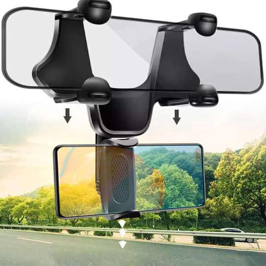 Naxius Holder Mirror Suport Auto pentru Telefon cu cârlige reglabile Neagră