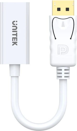 Unitek Конвертор DisplayPort мъжки към HDMI женски Бял 1бр Y-6332