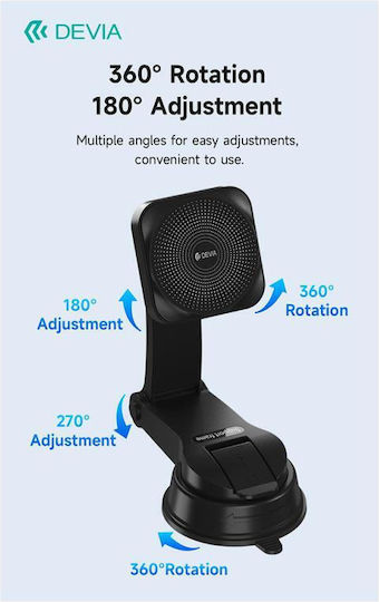 Devia Car Mobile Mount with Magnet and Wireless Charging Black