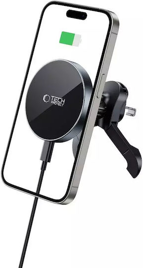 Tech-Protect Mm15w-v5 Βάση Κινητού Αυτοκινήτου με Μαγνήτη και Ασύρματη Φόρτιση MagSafe Μαύρη