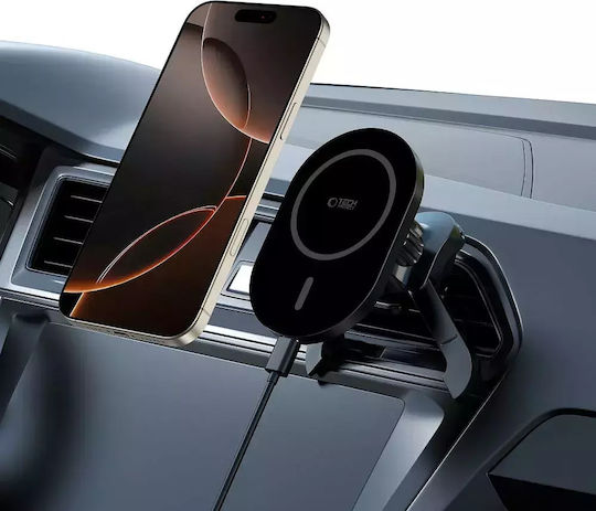 Tech-Protect Suport Auto pentru Telefon cu magnet și Încărcare Wireless MagSafe Neagră
