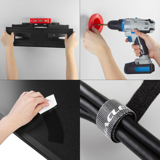 Maclean TV Mount Maximum Vesa 600x400 32-85" 60kg Vertical Horizontal Angle Adjustment Profile 65-390mm Black Mc-789
