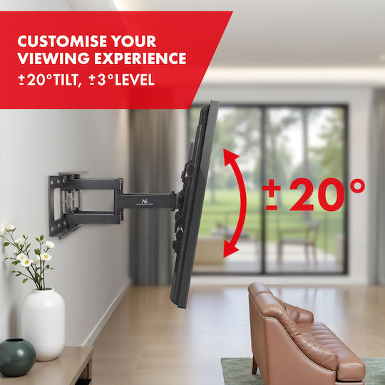 Maclean TV Mount Maximum Vesa 600x400 32-85" 60kg Vertical Horizontal Angle Adjustment Profile 65-390mm Black Mc-789