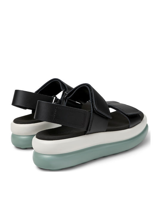 Pelotas Flota Up Δερμάτινα Γυναικεία Σανδάλια Flatforms Μαύρα