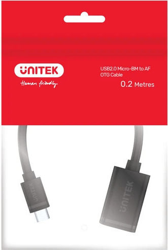 Unitek USB 2.0 Kabel USB-A-Buchse - Micro-USB-B-Stecker Schwarz 0.2m Y-C438GBK