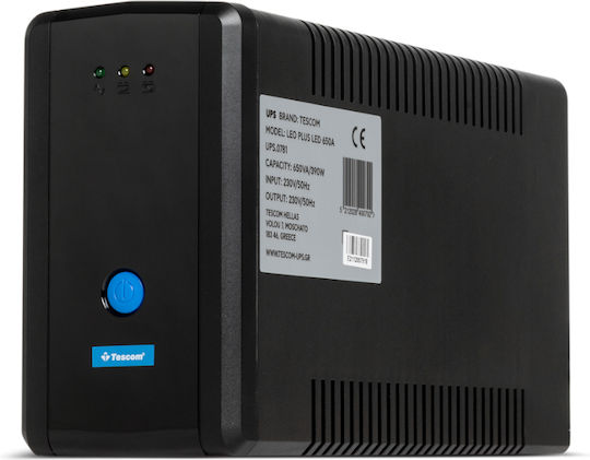 Tescom Leo Plus Led 650A UPS Linie Interactivă 650VA 390W cu 2 Prize Schuko