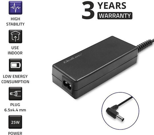 Qoltec Φορτιστής Laptop 25W 19V 1.3A για LG με Αποσπώμενο Καλώδιο Τροφοδοσίας