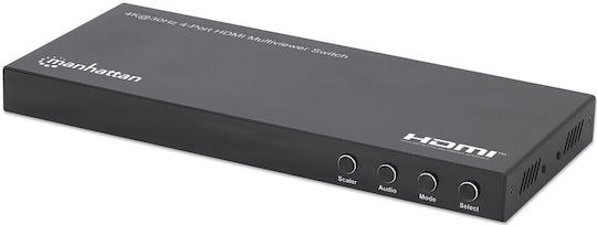 Manhattan 4k60hz 3-Port HDMI Switch Switching Between Three HDMI Inputs to One HDMI Output 3x1 18g IR Remote Control