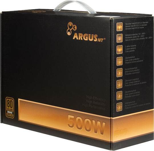 Inter-Tech ArgusNT BPS 500W Μαύρο Τροφοδοτικό Υπολογιστή Full Wired 80 Plus Bronze