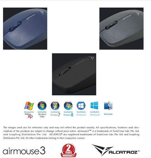 Alcatroz Silent Airmouse 3 Безжичен Мишка Син